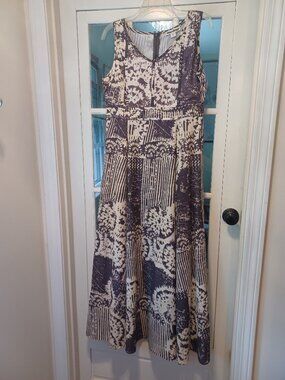 Coldwater Creek Sleeveless Long Maxi Dress Cotton Batik Size 10